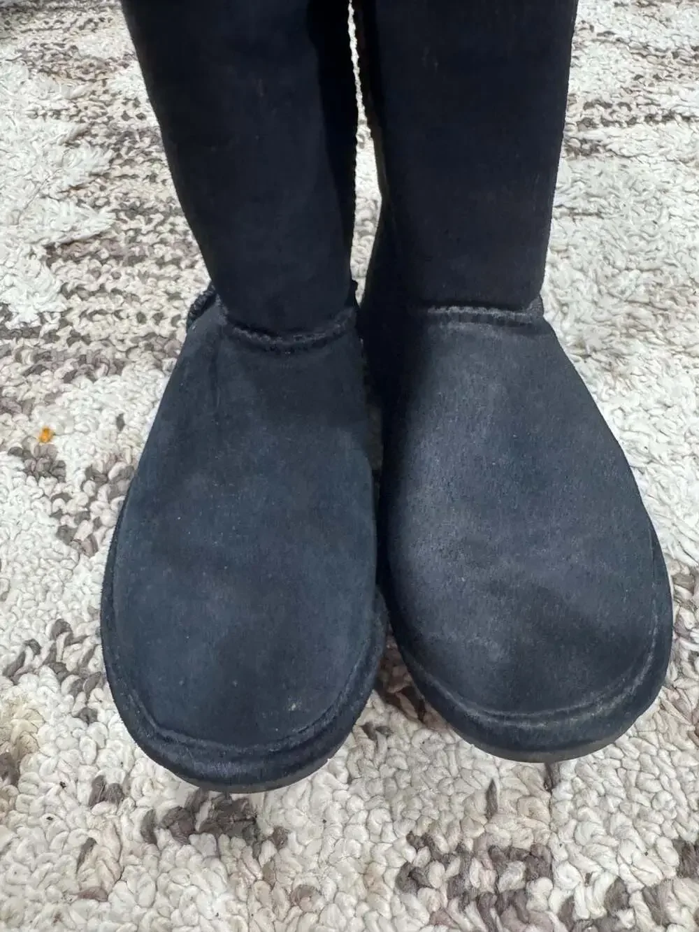 Bearpaw Emma Tall Black Sheepskin Suede Winter Boots Women’s Size 7